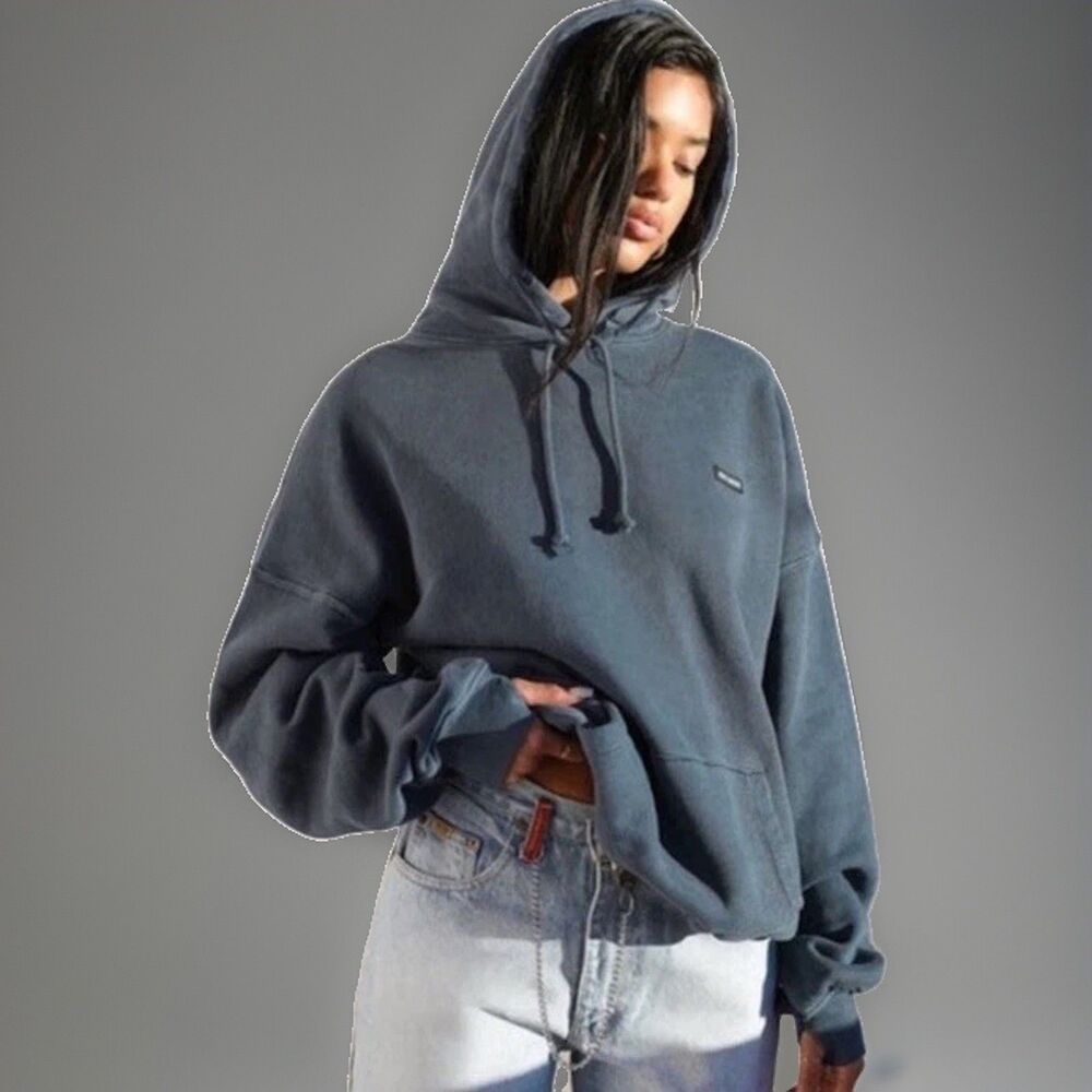 Joah Brown Empire Pullover Hoodie Relaxed Oversized Faded Blue Gray Size M/L